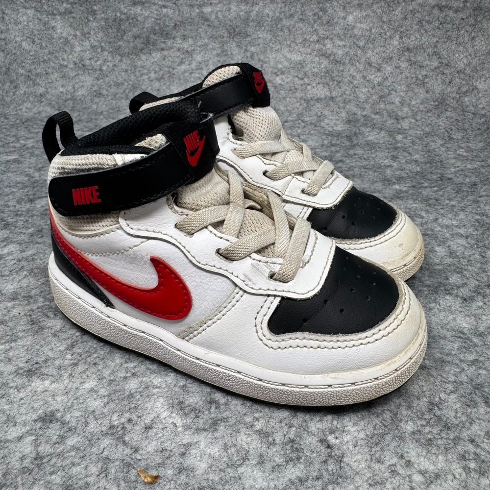 Nike Toddler Court Borough Mid 2 White Basketball Shoes Sneakers Size 8C